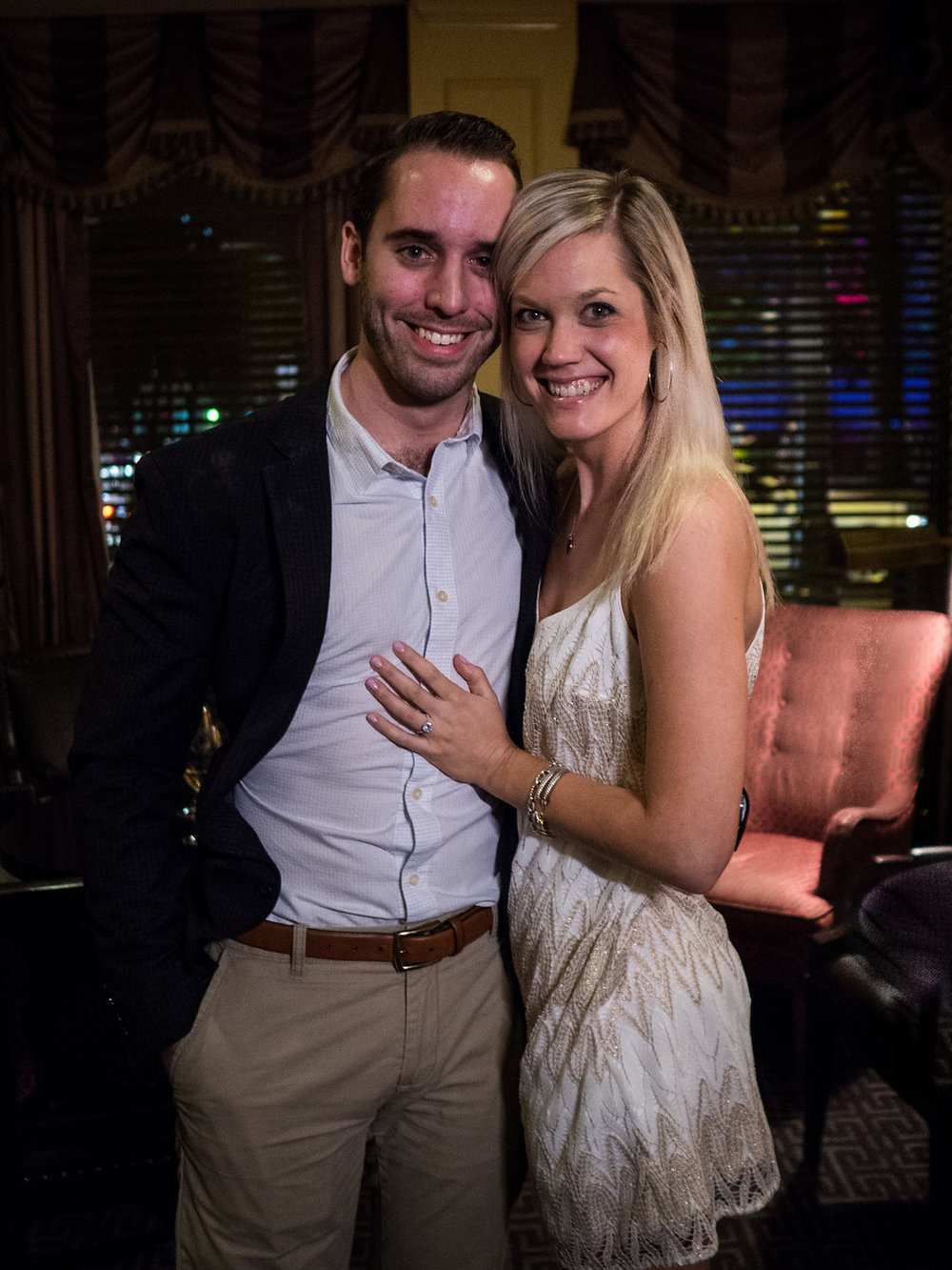 Dunhill Hotel Uptown Charlotte NC Wedding Engagement Photographer Surprise Proposal Photography She Said Yes Couple