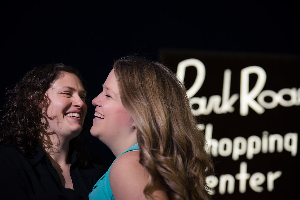 Park Road Shopping Center Same Sex Engagement Session from Charlotte Wedding Photographer