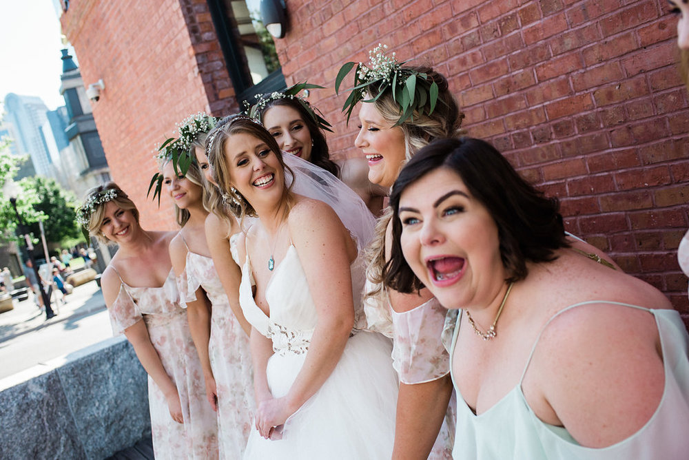 Uptown Google Fiber Building Bridesmaids Group Photo from from Charlotte Wedding Photographer