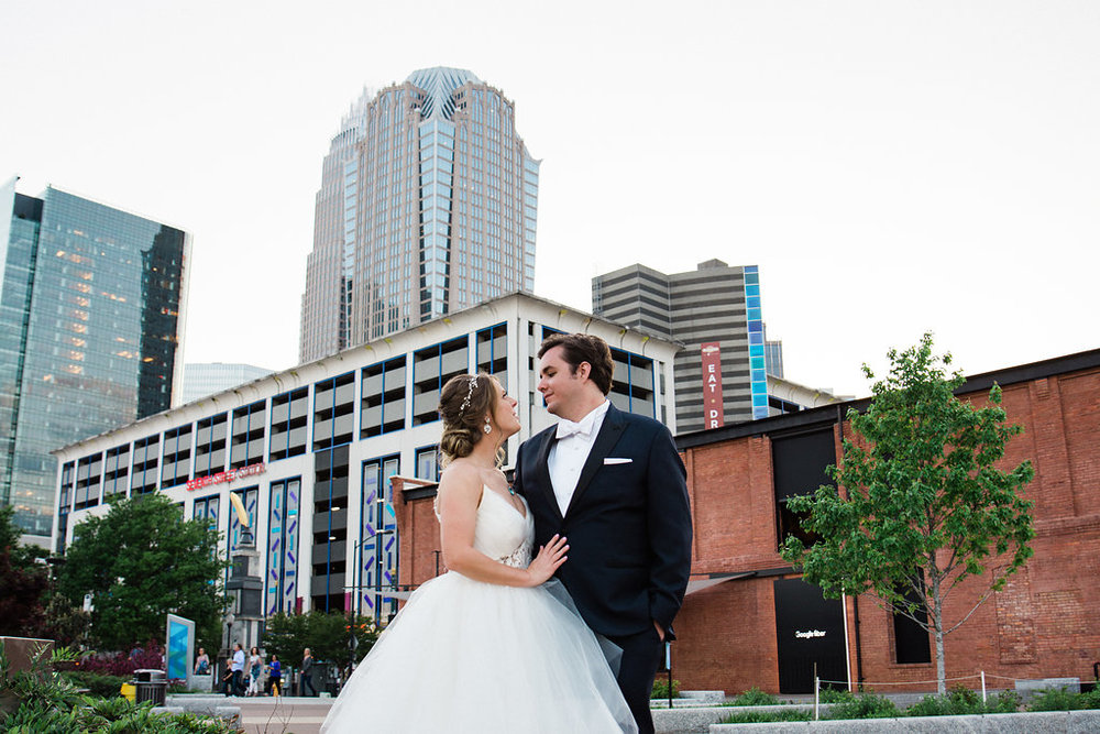 First Ward Park Uptown Couple's Portraits from Charlotte Wedding Photographer