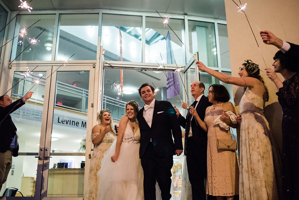 Sparkler Exit at Levine Museum of the New South from Charlotte Wedding Photographer
