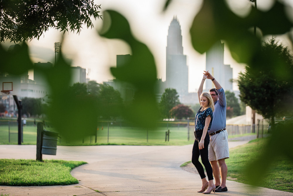 Independence Park Engagement Skyline Session by Charlotte Wedding Photographer