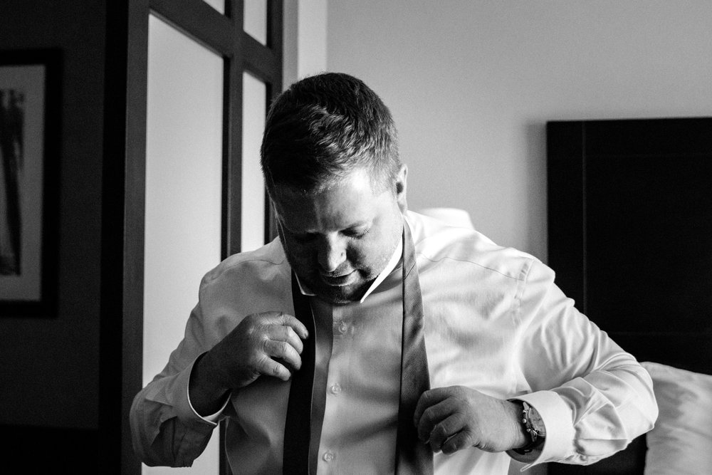 Groom Getting Ready for Magnolia Woods by Charlotte Wedding Photographers