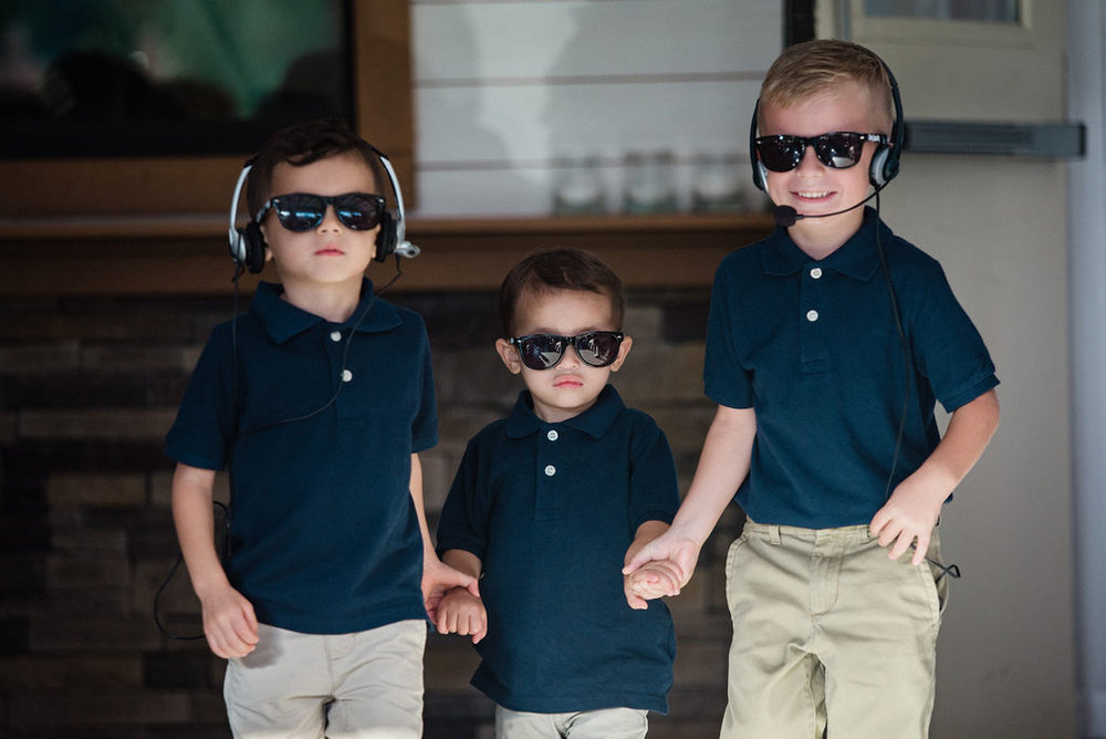 Ring Security Ring Bearers at Ceremony at Magnolia Woods Huntersville by Charlotte Wedding Photographers
