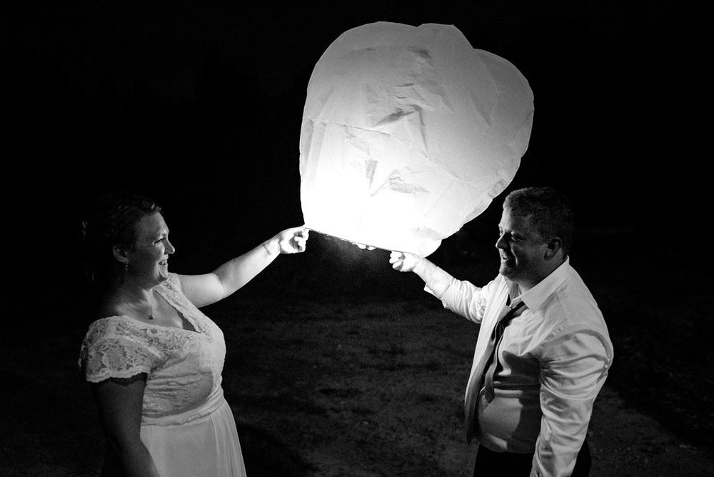 Bride and Groom Lantern Send Off at Magnolia Woods Huntersville by Charlotte Wedding Photographers