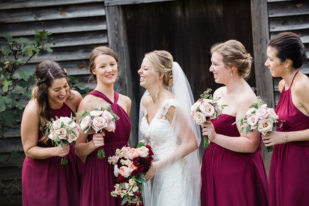 Bride and Bridesmaids at Historic Rural Hill by Charlotte Wedding Photographers