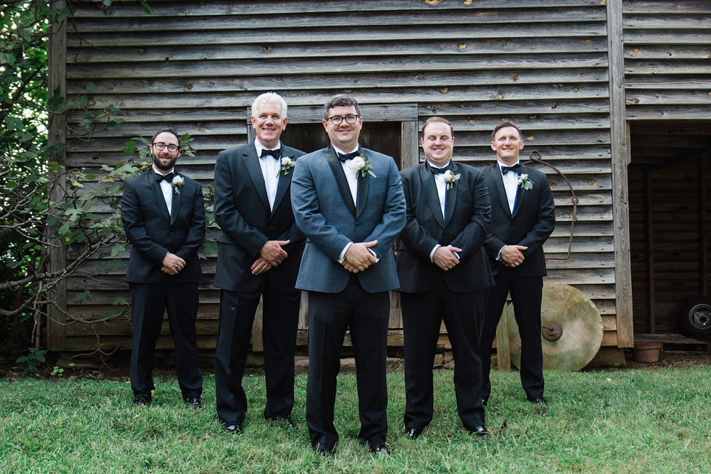 Groom and Groomsmen at Historic Rural Hill by Charlotte Wedding Photographers