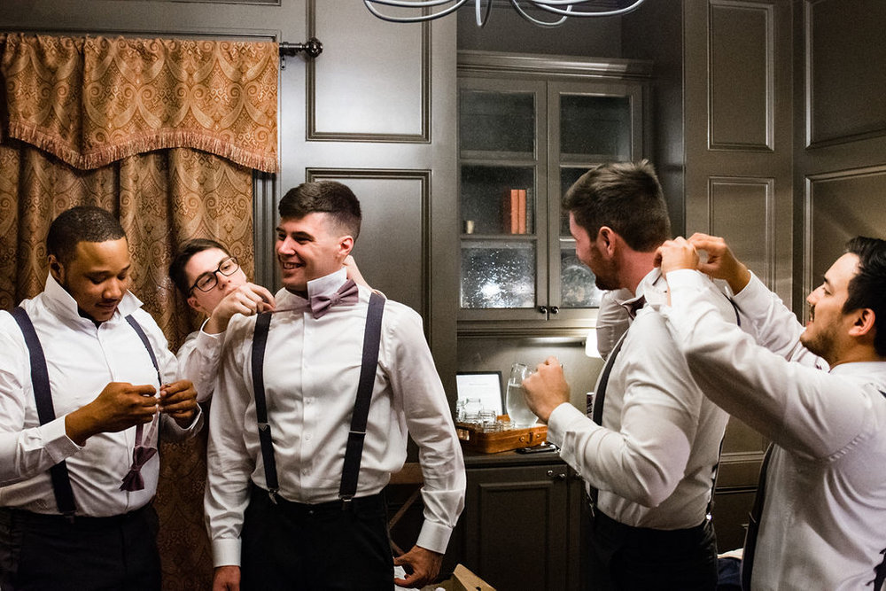 Getting Ready in the Groom’s Suite at The Oaks at Salem Wedding in Apex, NC by Charlotte Wedding Photographers
