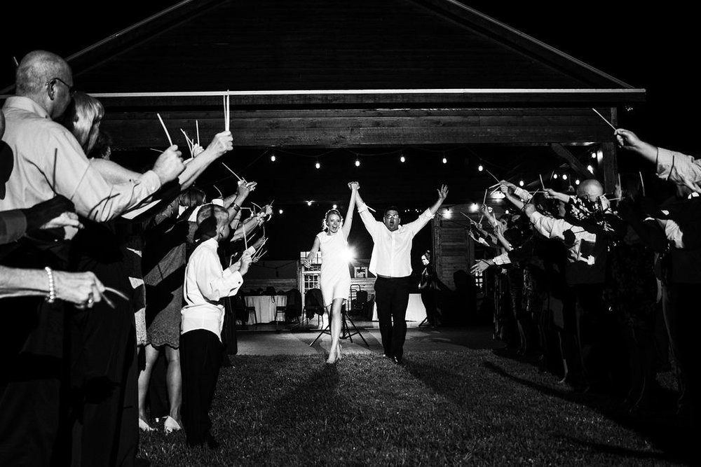 Glowstick Exit at Historic Rural Hill by Charlotte Wedding Photographers