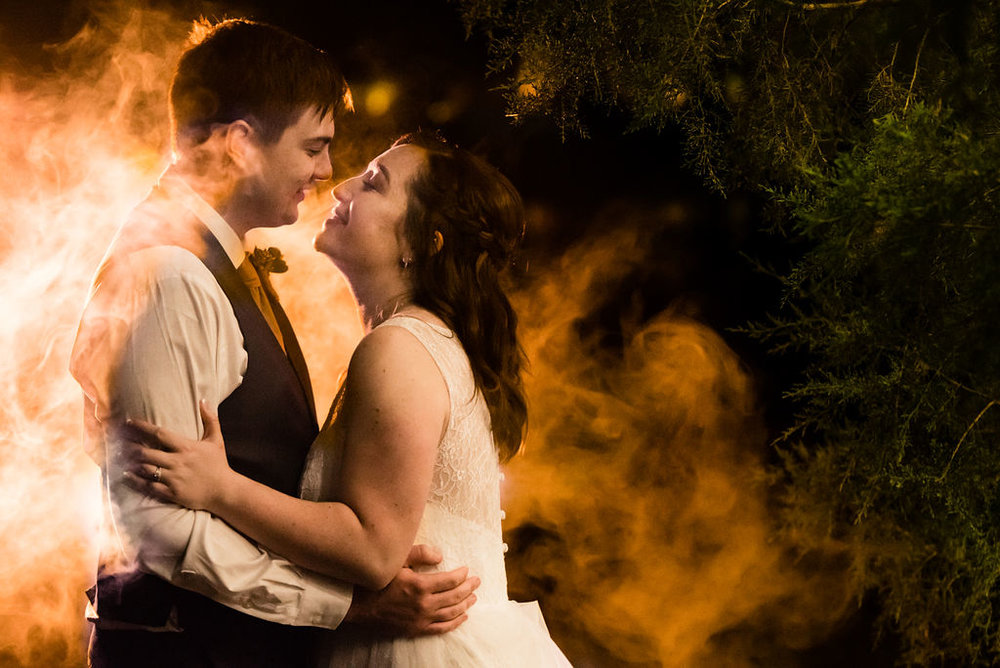 Bride and Groom Night Portrait at The Oaks at Salem Wedding in Apex, NC by Charlotte Wedding Photographers