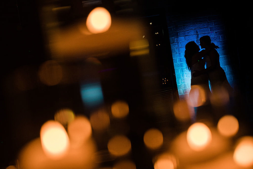 Creative Couple’s Portrait Silhouette at Triple C Barrel Room by Charlotte Wedding Photographers