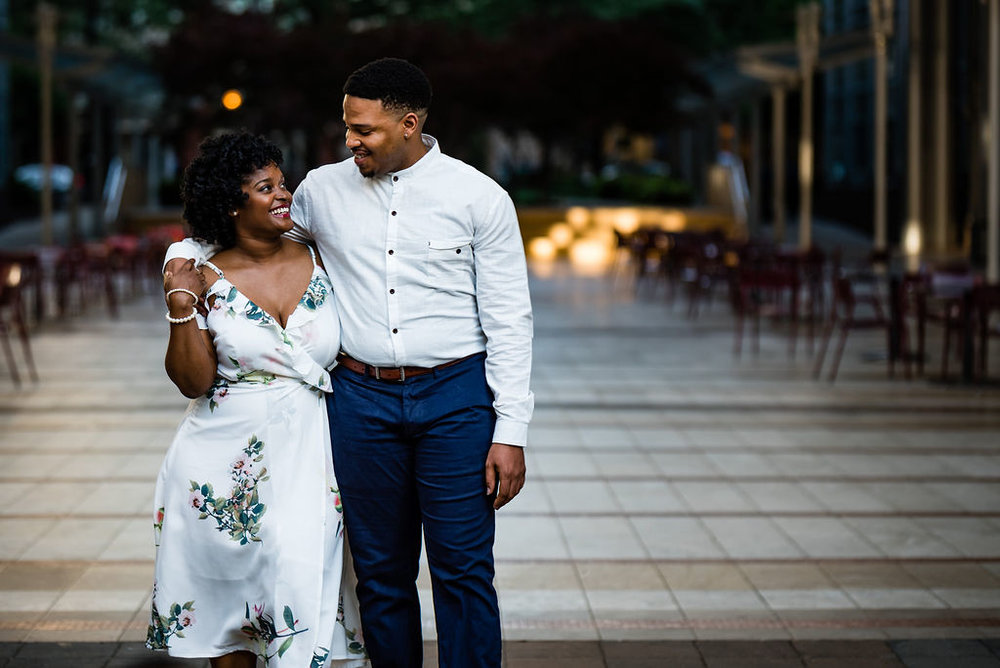 Uptown Engagement Session at Gateway with Charlotte Wedding Photographers