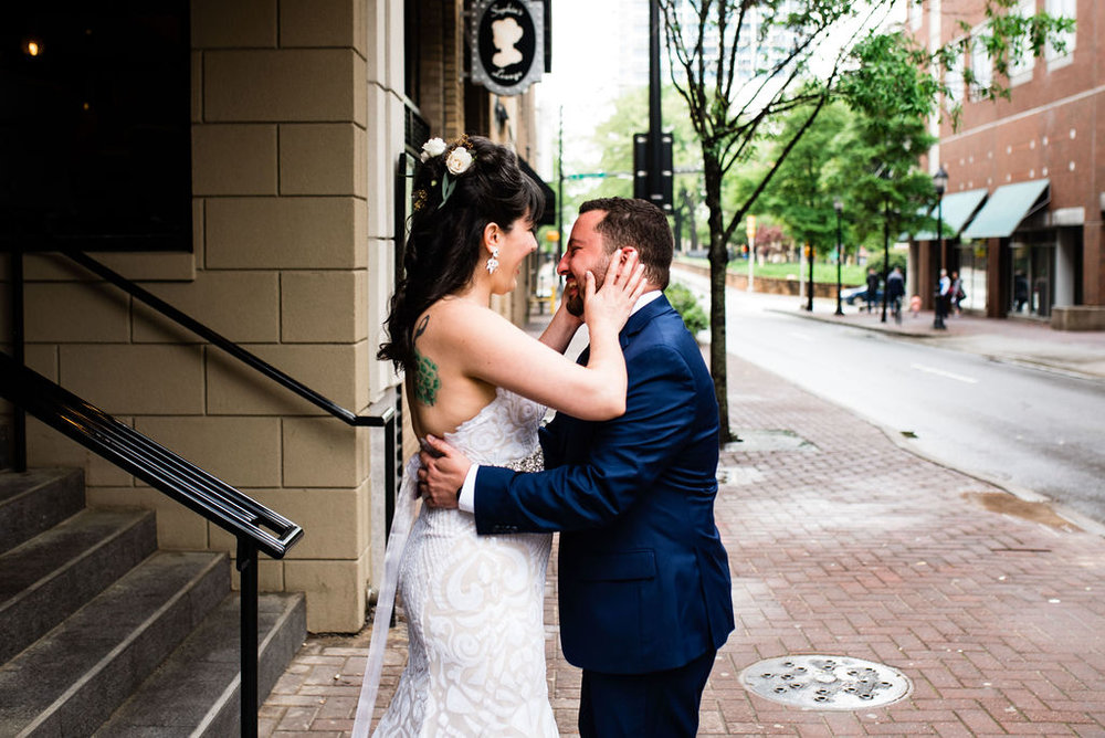 First Look Photos at Sophia’s Lounge by Charlotte Wedding Photographers