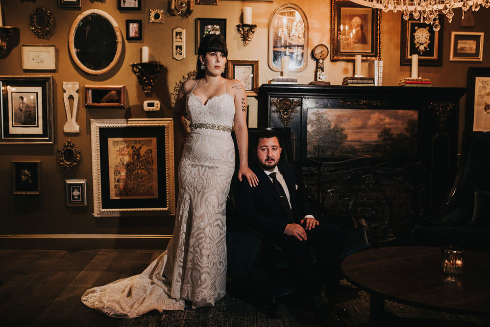 Bride and Groom Portraits at Sophia’s Lounge by Charlotte Wedding Photographers