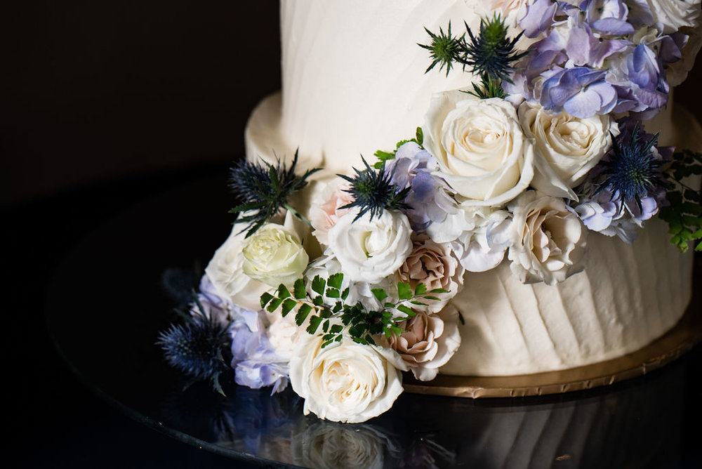 Wedding Cake and Flower Details at Terrace at Cedar Hill by Charlotte Wedding Photographers