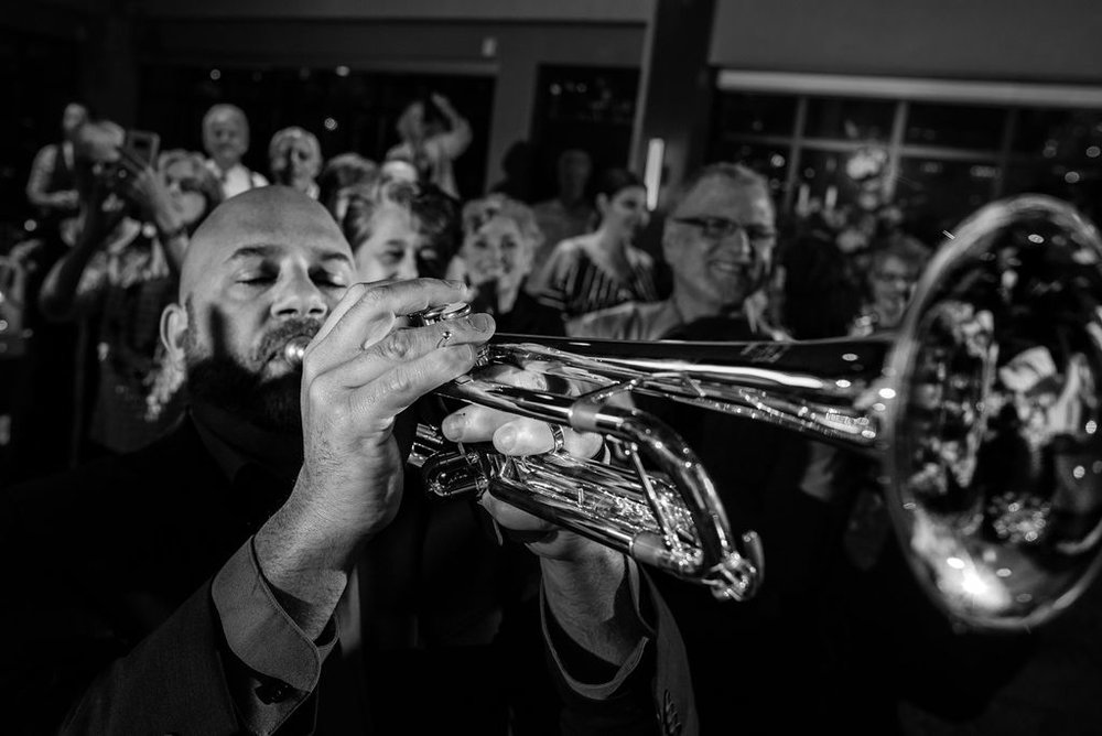 Blow House Brass Band at Reception at Cedar Hill by Charlotte Wedding Photographers