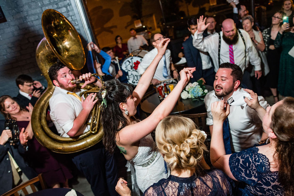 Post Wedding After Party by Charlotte Wedding Photographers with Blow House Brass Band