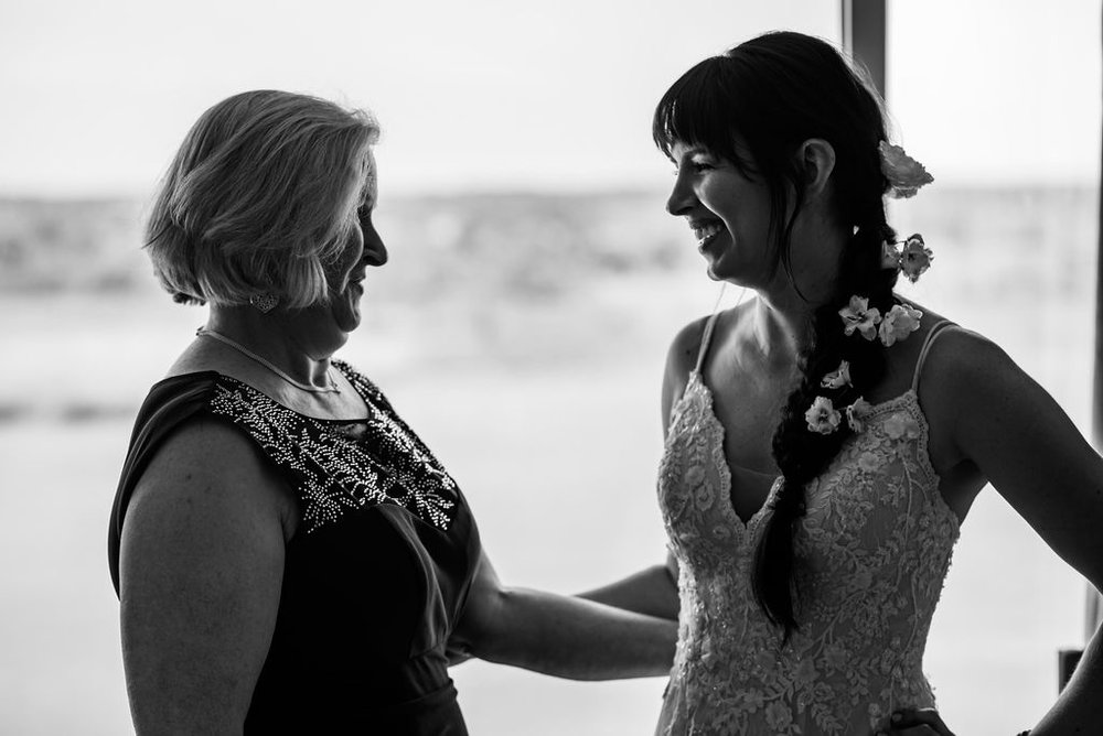 Bride and Mother at Hotel Ballast in Wilmington NC by Charlotte Wedding Photographers