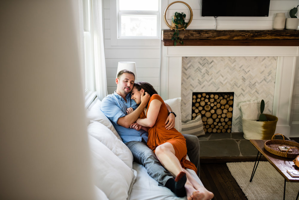 In Home Asheville Engagement Session by Charlotte Wedding Photographers