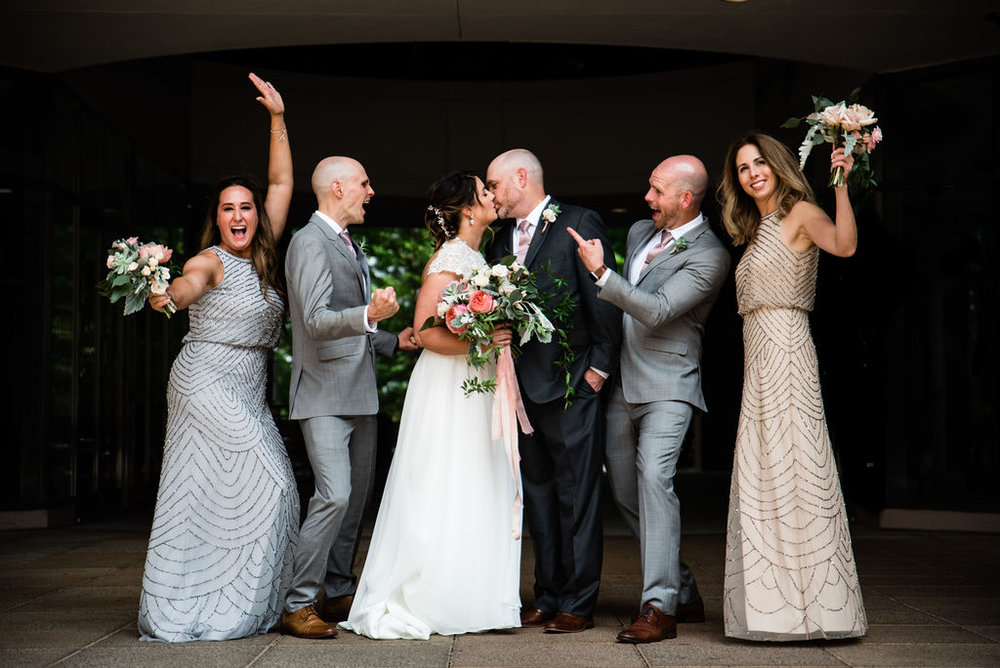 Bridal Party in Uptown by Charlotte Wedding Photographers