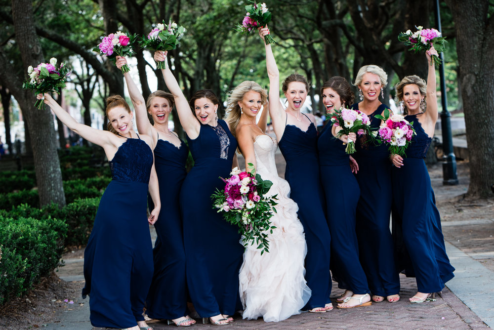 Bridal Party at the Waterfront Park in Charleston by Charlotte Wedding Photographers