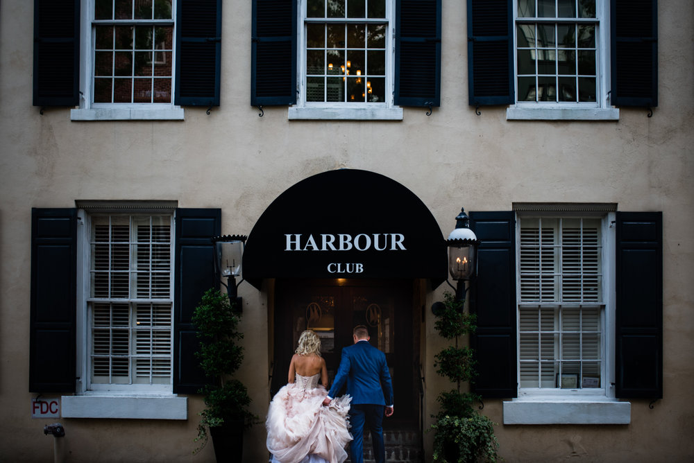 Bride and Groom at The Harbour Club Charleston by Charlotte Wedding Photographers