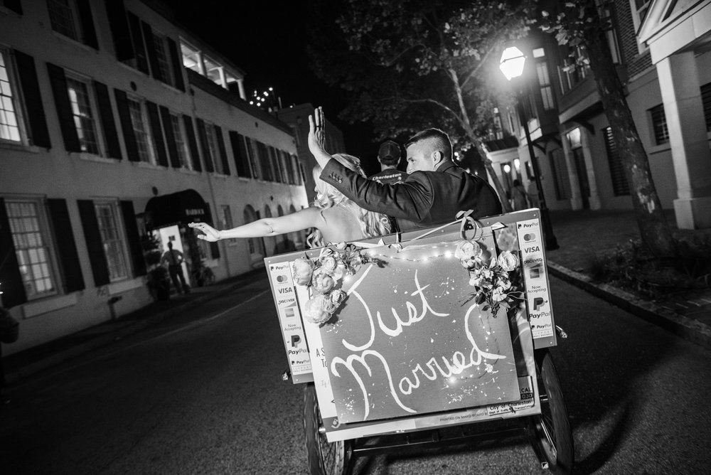 Pedicab Exit at The Harbour Club Charleston by Charlotte Wedding Photographers