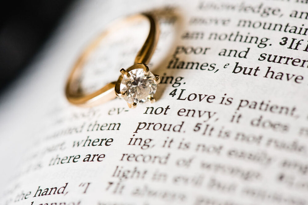 Wedding ring details and Bible at Raleigh wedding by Charlotte Wedding Photographers
