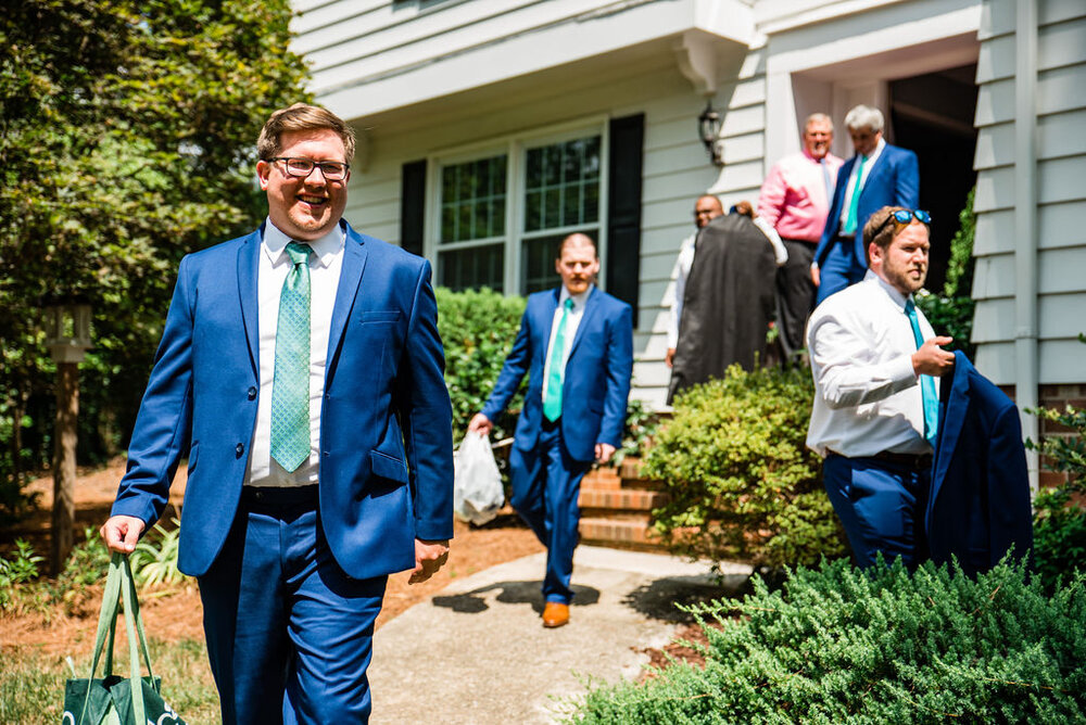 Groom and groomsmen for Raleigh wedding by Charlotte Wedding Photographers