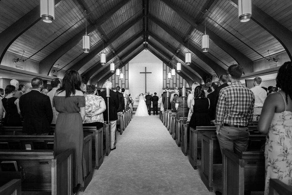 Ceremony at Pleasant Grove United Methodist Church Raleigh wedding by Charlotte Wedding Photographers