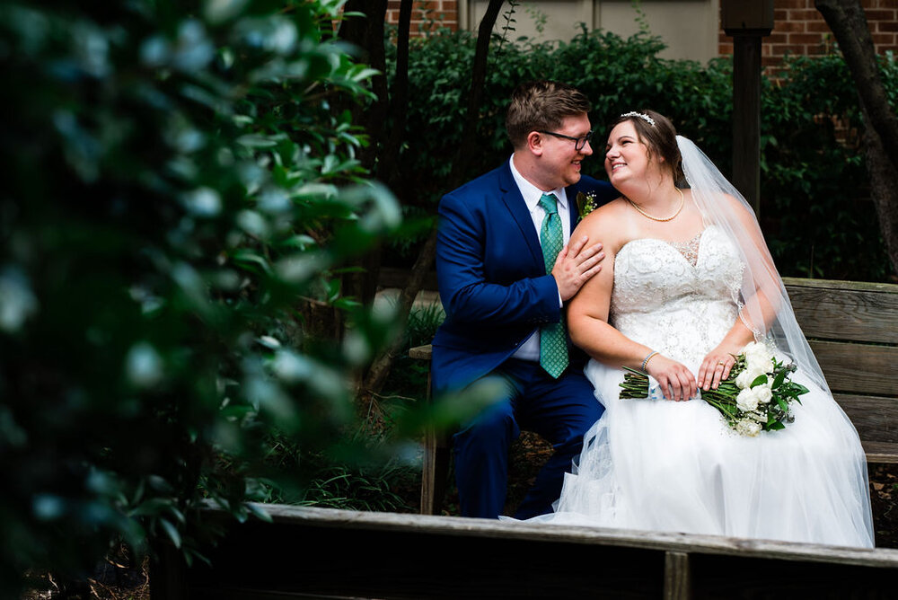 Bride and groom portraits at Pleasant Grove United Methodist Church Raleigh wedding by Charlotte Wedding Photographers