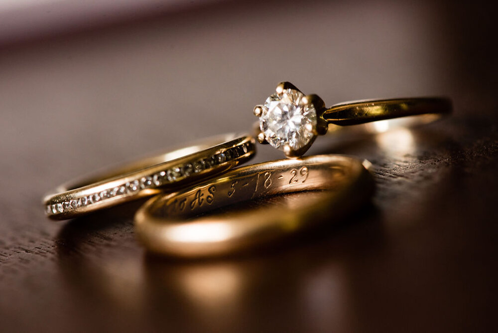 Wedding rings details at Raleigh wedding by Charlotte Wedding Photographers