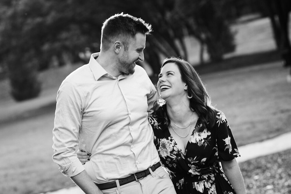 Uptown Charlotte Engagement Session Wedding Photographer Black and White
