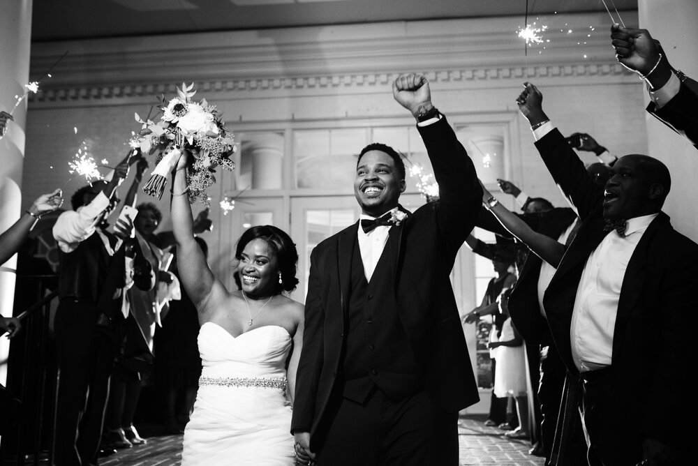Fall Providence Country Club wedding sparkler exit by Charlotte Wedding Photographer