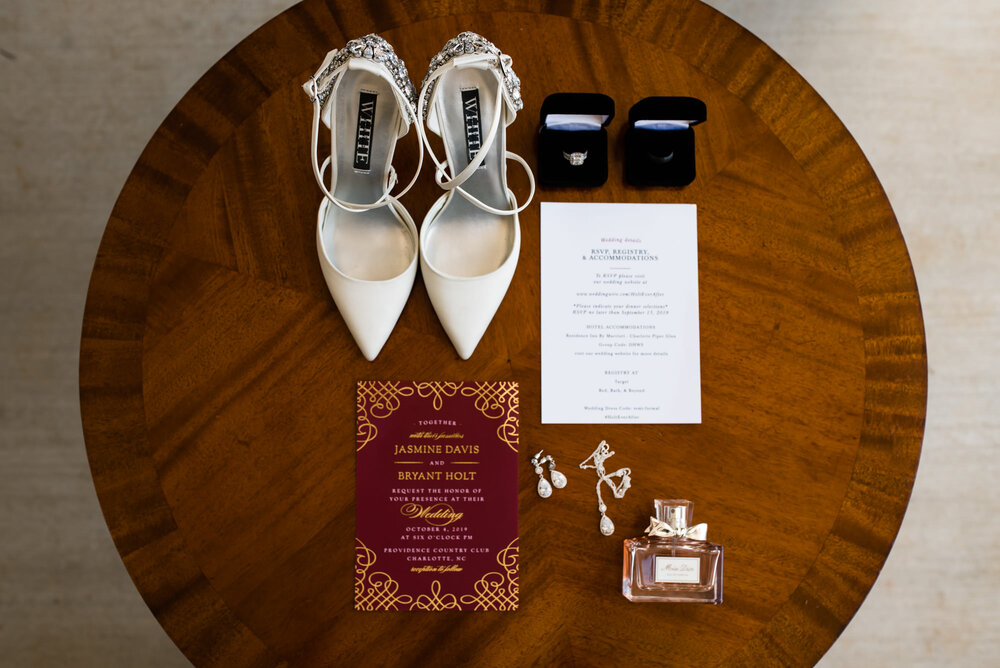 Fall Providence Country Club wedding bride details by Charlotte Wedding Photographer