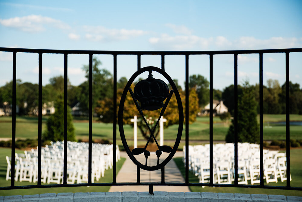Fall Providence Country Club outdoor wedding ceremony by Charlotte Wedding Photographer