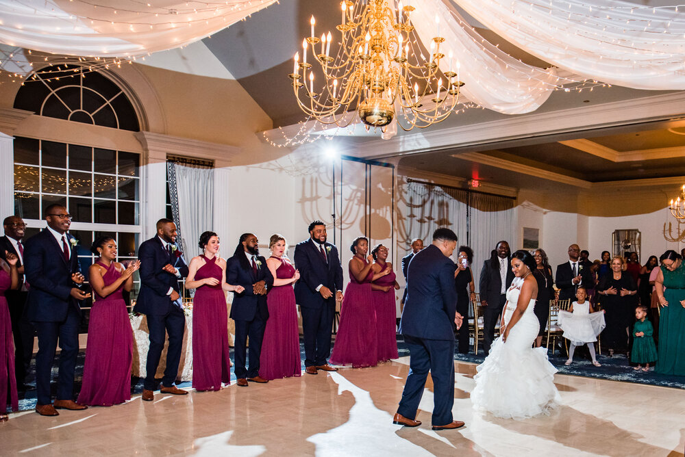 Fall Providence Country Club wedding reception first dance by Charlotte Wedding Photographer