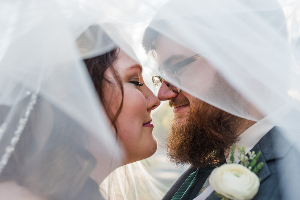 Fall Laboratory Mill Wedding bride and groom by Charlotte Wedding Photographers