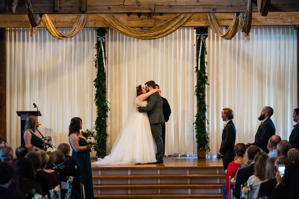 Fall Laboratory Mill Wedding ceremony by Charlotte Wedding Photographers