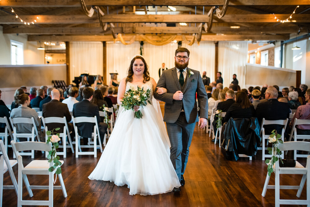 Fall Laboratory Mill Wedding ceremony by Charlotte Wedding Photographers