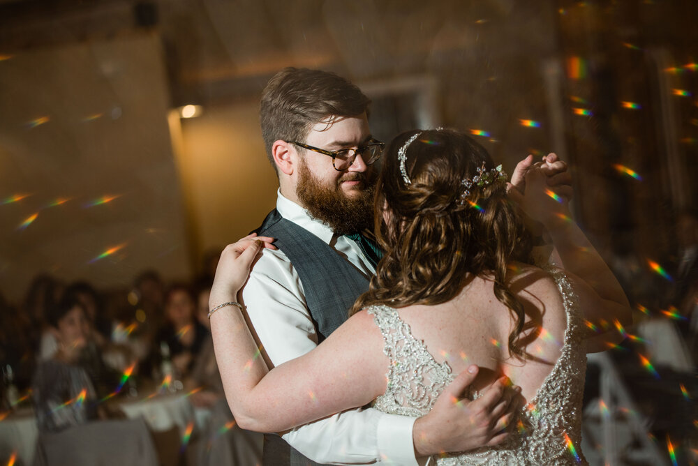 Fall Laboratory Mill Wedding bride and groom first dance reception by Charlotte Wedding Photographers