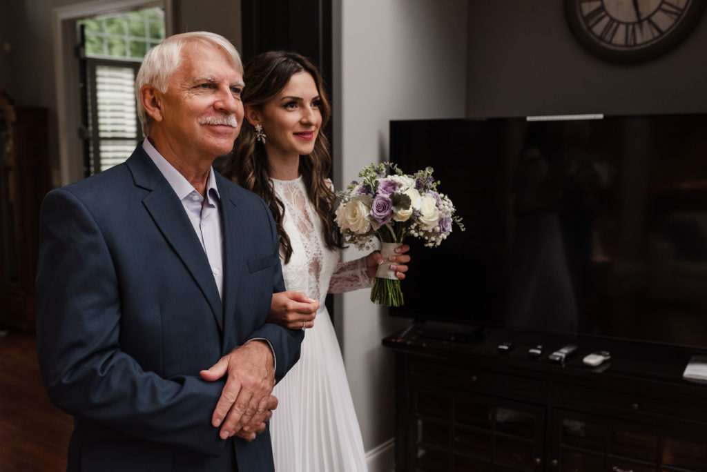 Wedding Photography of Bride and Father at Charlotte Micro Wedding