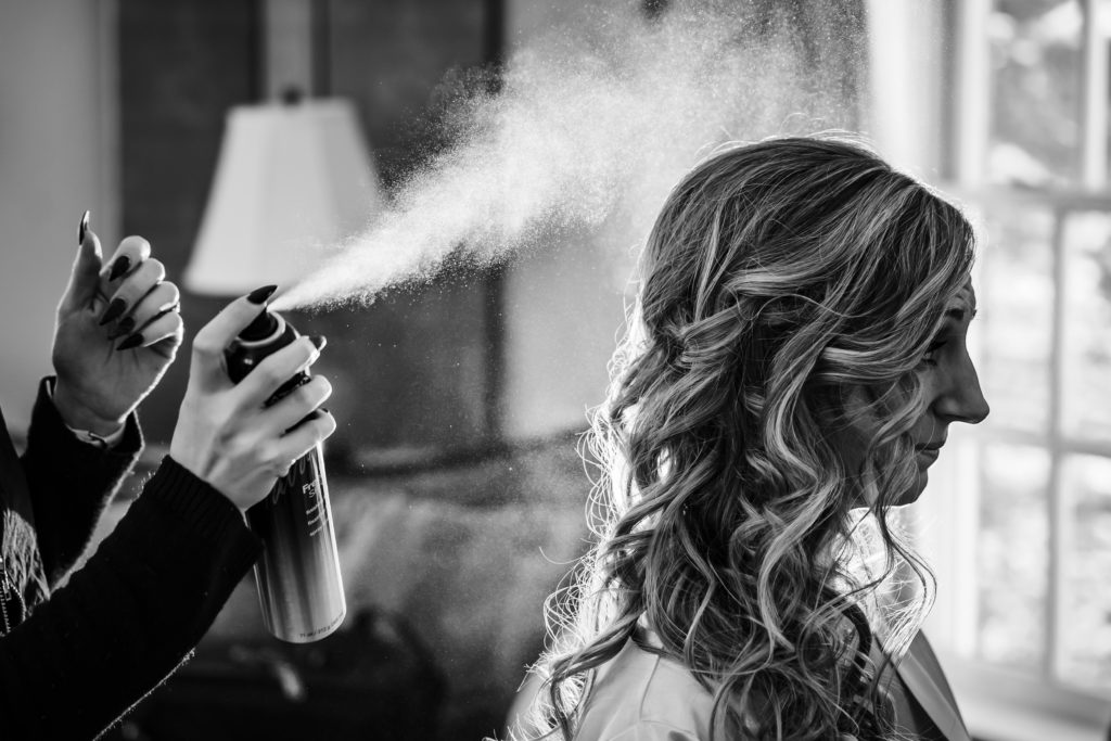 Cool hairspray wedding photography