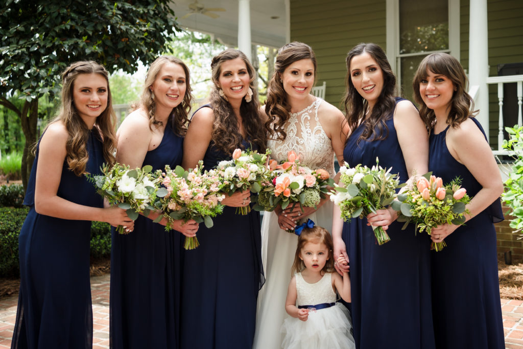 Bride and Bridesmaids at Whitehead Manor in Charlotte NC