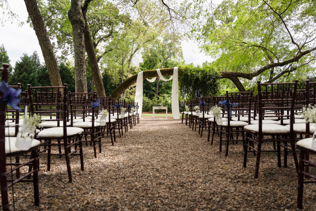 Outdoor wedding ceremony space at Whitehead Manor in Charlotte NC