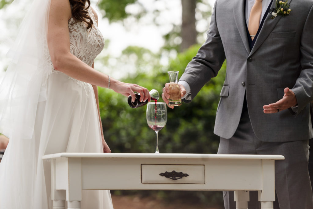 Wine ceremony during Whitehead Manor Wedding in Charlotte NC