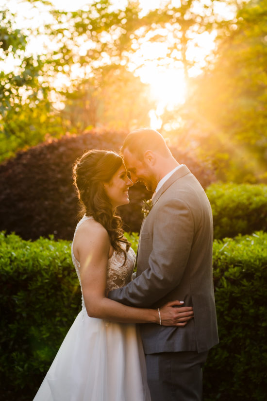 Bride and Groom Sunset Portrait during Whitehead Manor Wedding in Charlotte NC