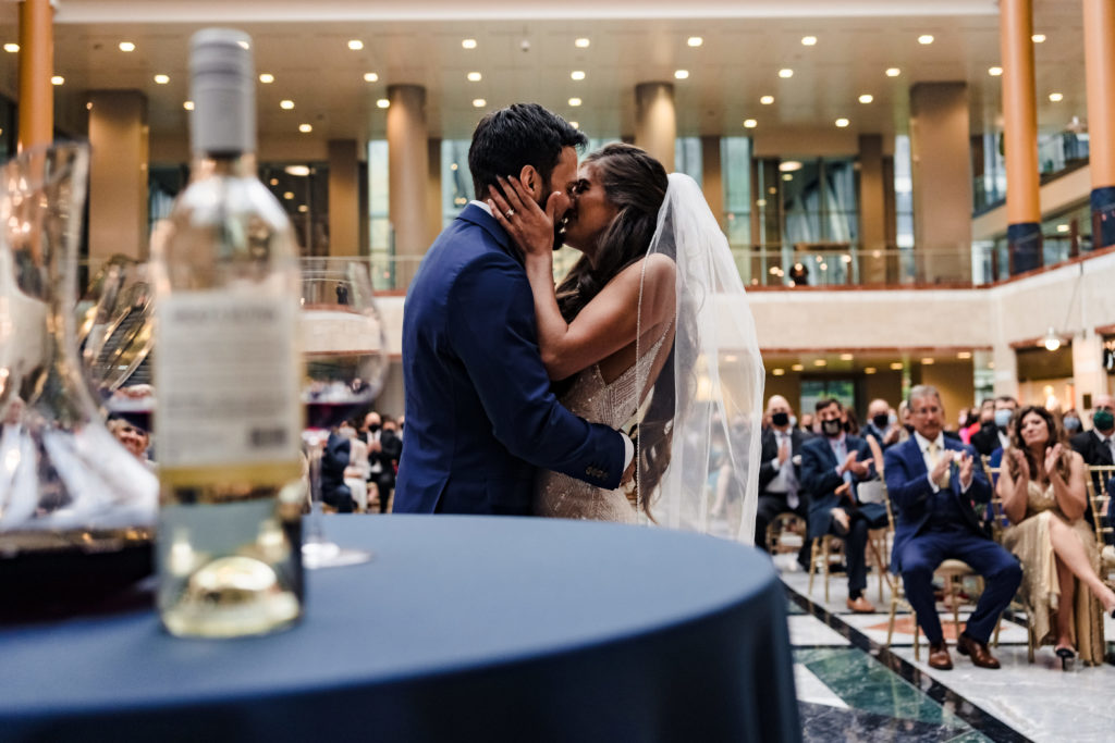 First Kiss at Founders Hall Wedding