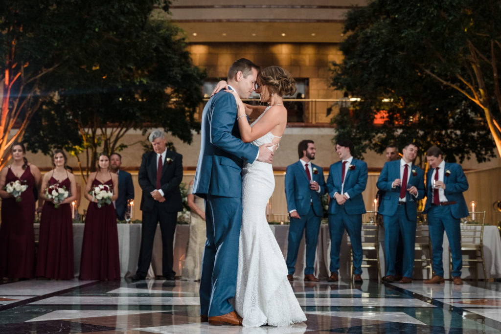 Classic first dance between bride and groom at wedding at Founders Hall in Charlotte NC