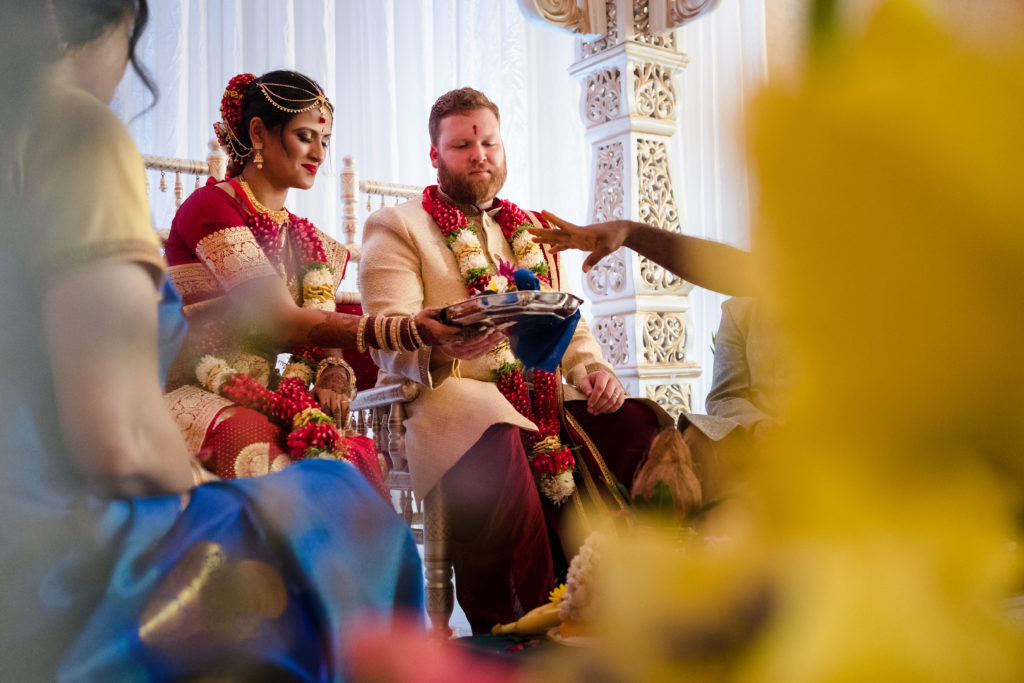 Flowers that make up the Mandap at colorful summer Indian Wedding